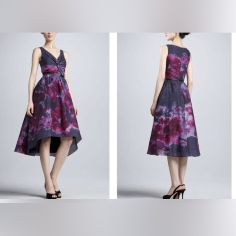Lela Rose for Target Purple Floral Silk Blend High-Low Dress – Size 8